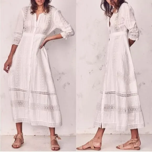 LoveShackFancy Desert Victorian lace Maxi Dress size 0 - Picture 2 of 15